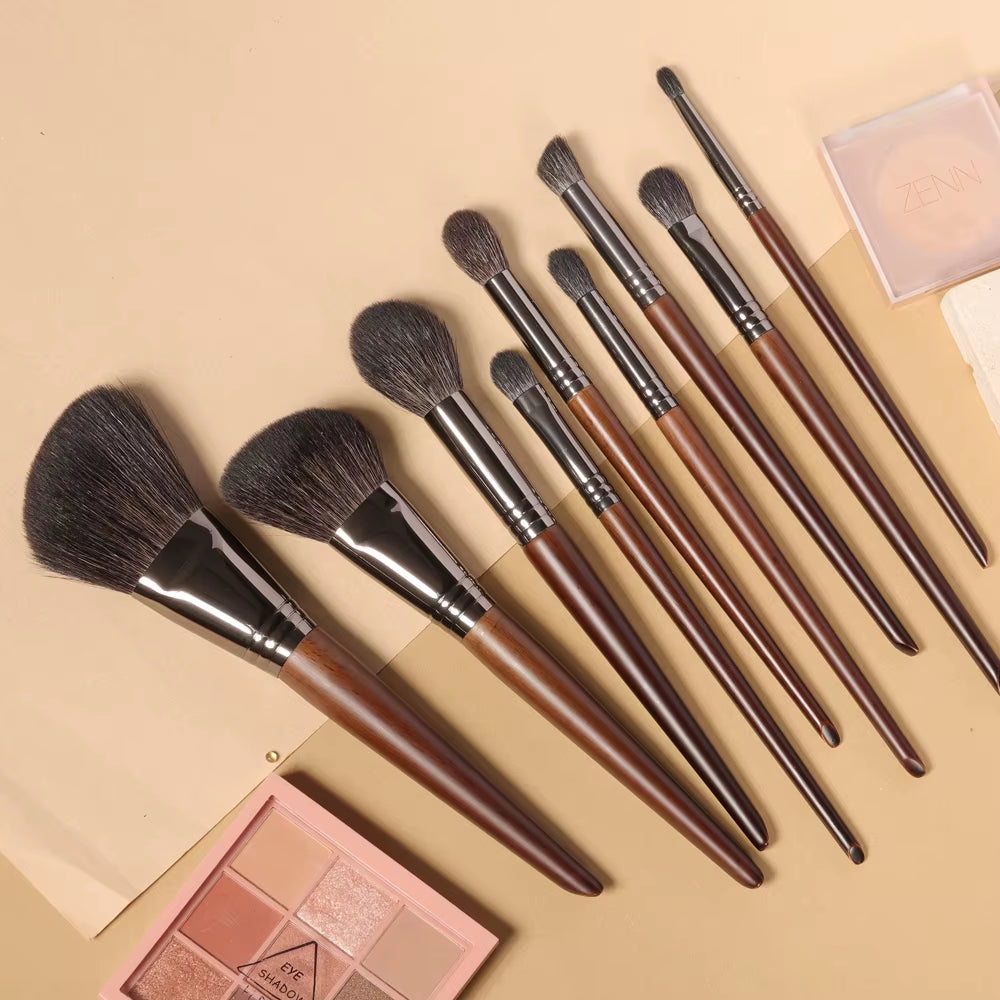Professional Makeup Brushes Set Natural Hair Powder Foundation Blusher Eye Shadow Brow Liner Makeup Brush Tool Goat Hair
