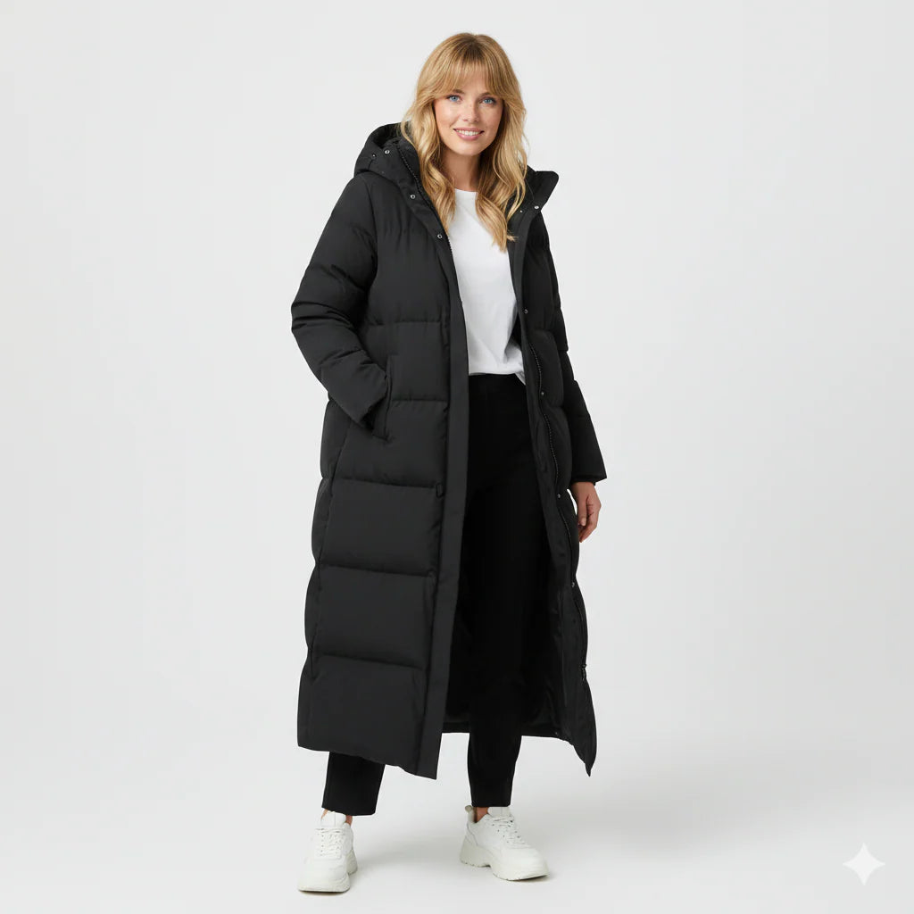 Delilah Manteau Long Puffer Femme – Coupe Extra Longue, Chaud & Coupe-Vent