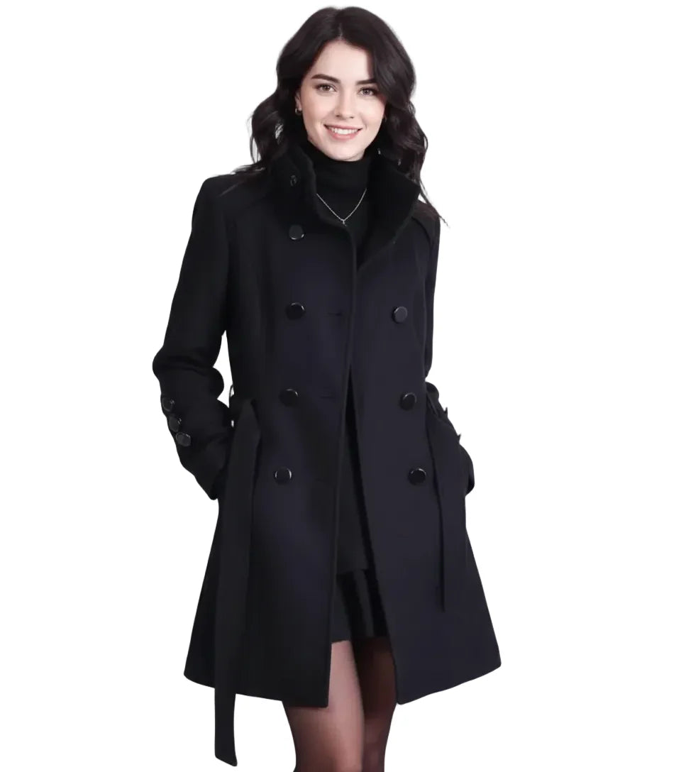 Zafelle Manteau Mi-Long Femme – Manteau En Laine Avec Ceinture Élégante Pour L’Hiver