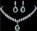Simulated Bridal Silver Necklace Sets 5 Colors Wedding Jewelry Parure Bijoux Femme Party Gift