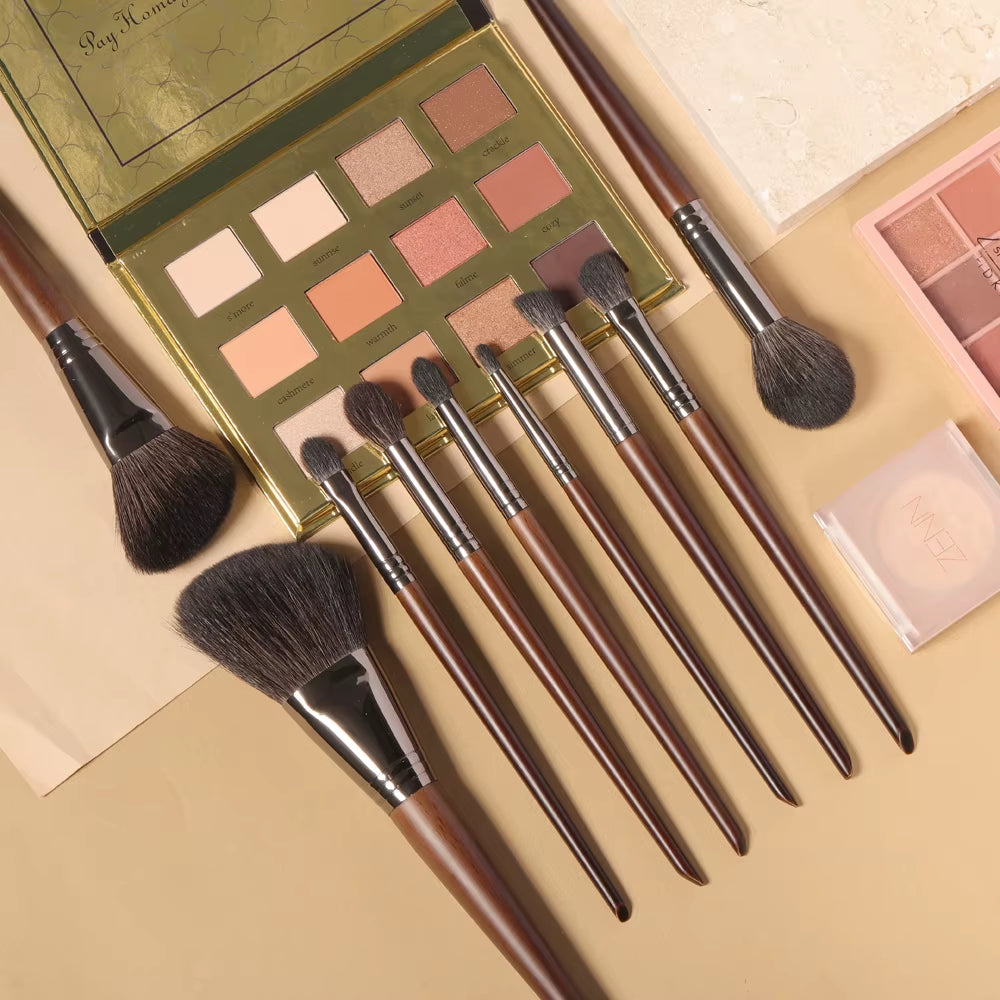 Professional Makeup Brushes Set Natural Hair Powder Foundation Blusher Eye Shadow Brow Liner Makeup Brush Tool Goat Hair