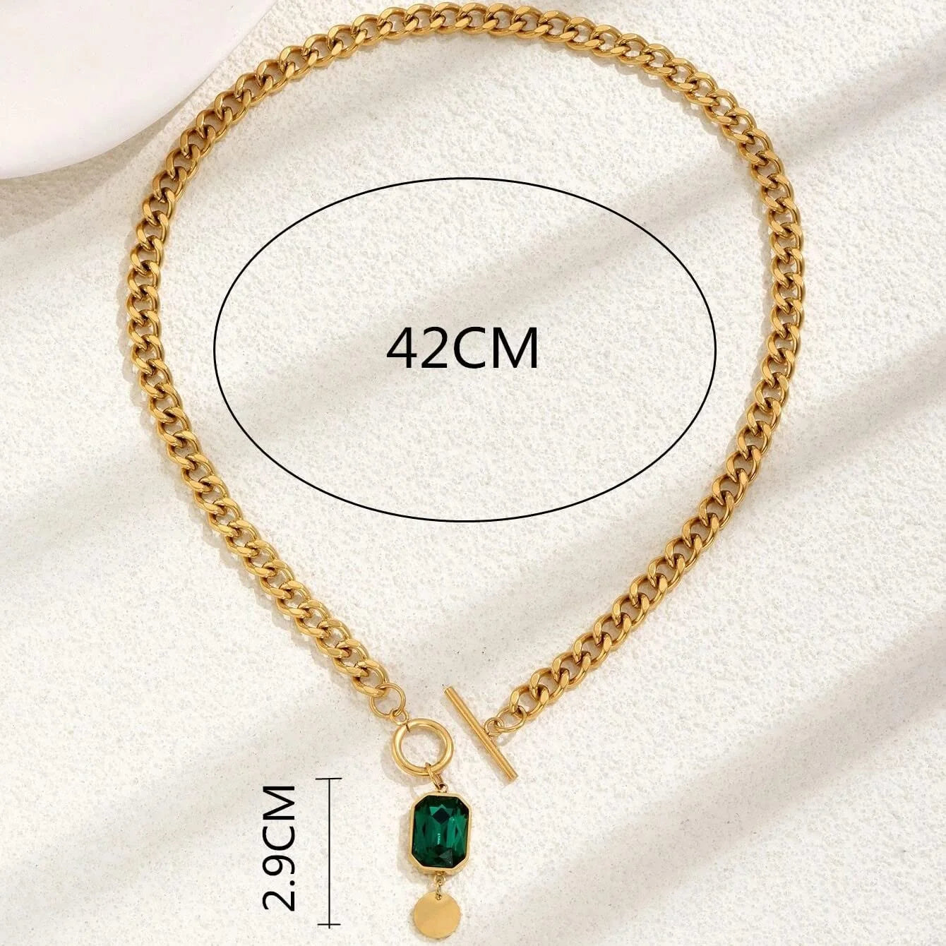 Chunky Toggle Necklace 18K Gold Plated Simple Cuban Chain Link Toggle Clasp Necklaces for Women