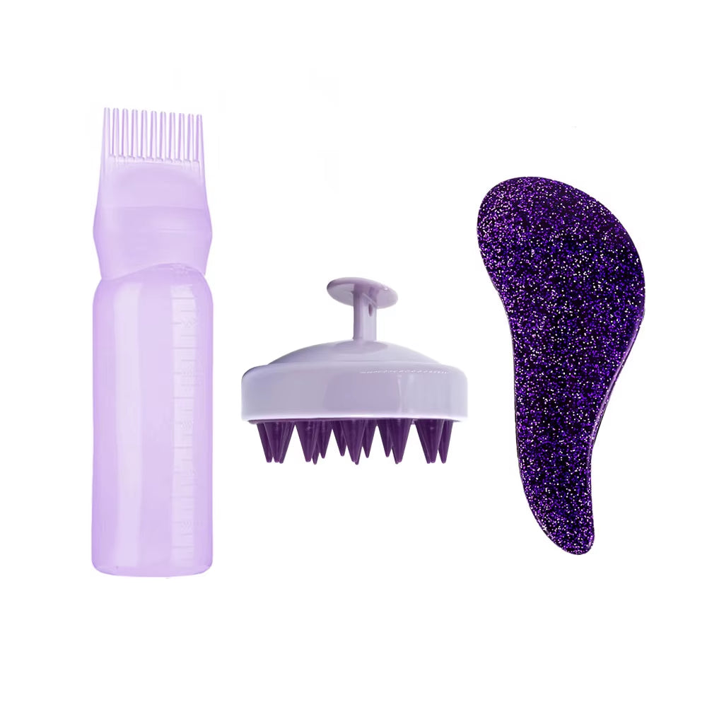 Hair Dye Applicator Brush Bottles anti Static Massage Hair Brush Massage Combs Silicone Head Wash Brush Salon Hair Styling Tools
